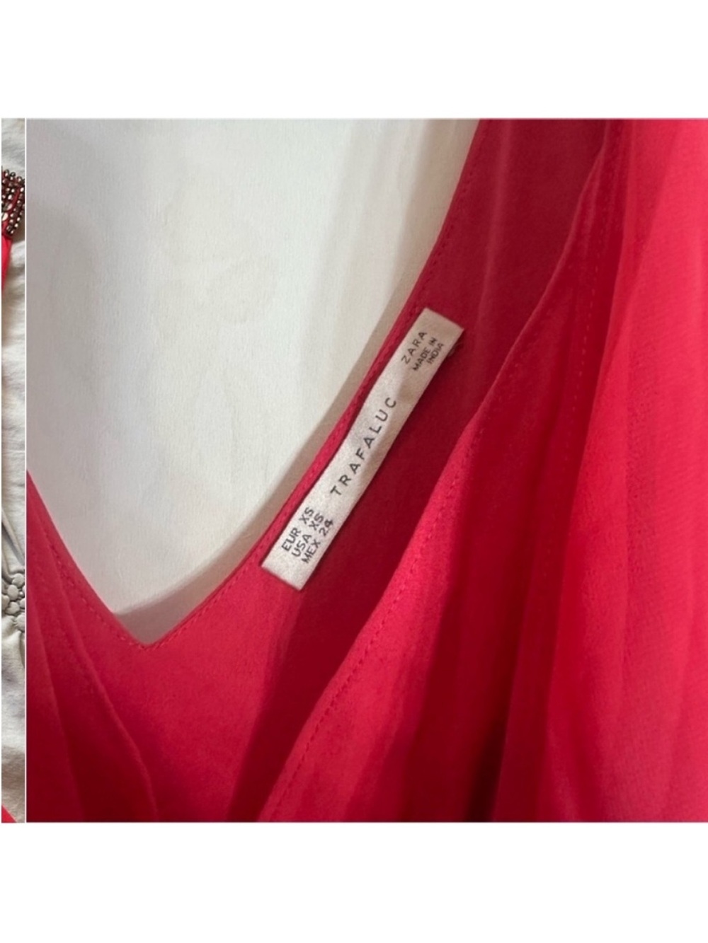 Zara Red Sleeveless V-Neck Mini Dress with Beaded Straps - Picture 4 of 4